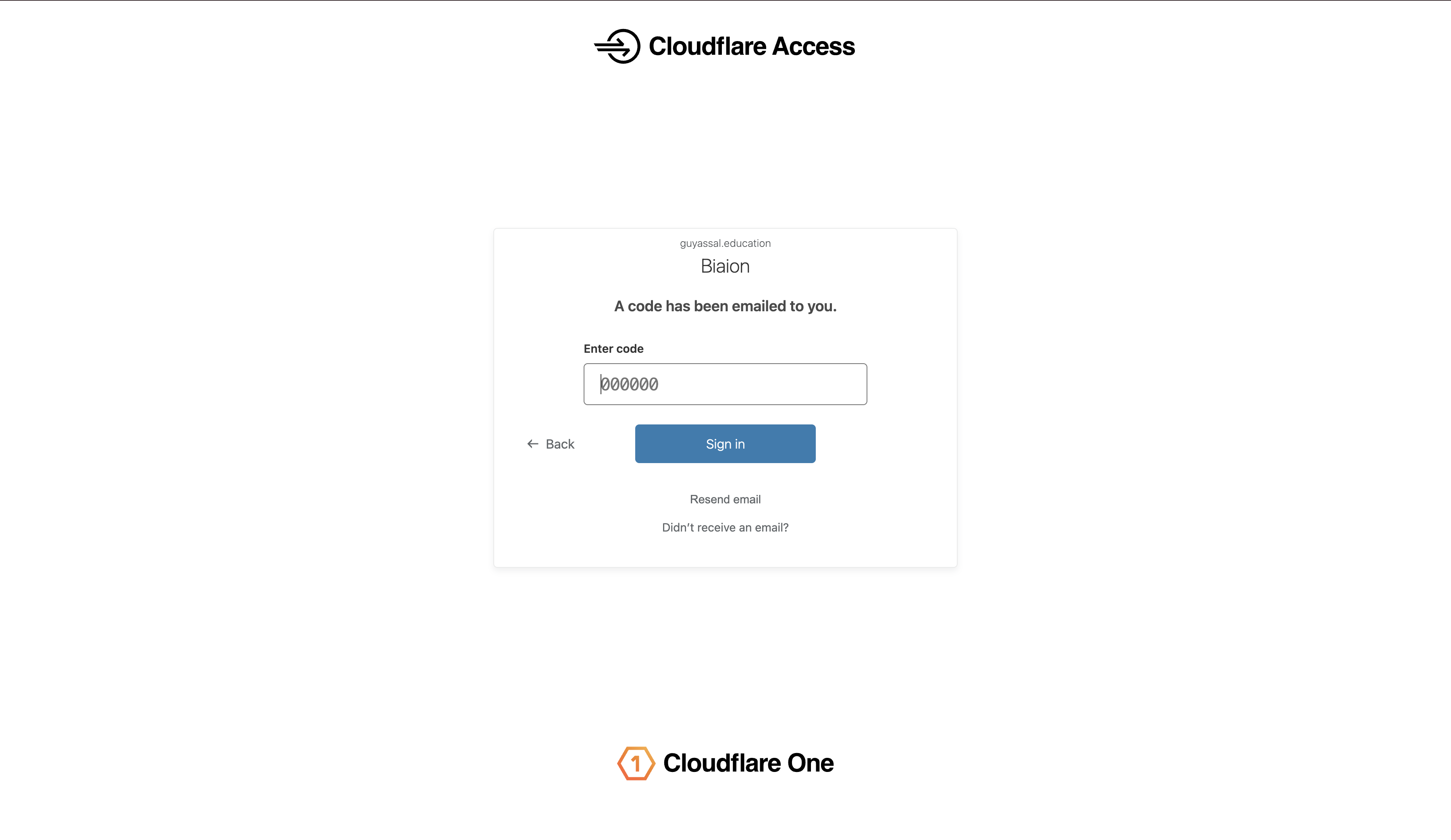 Cloudflare Access · 6-digit code